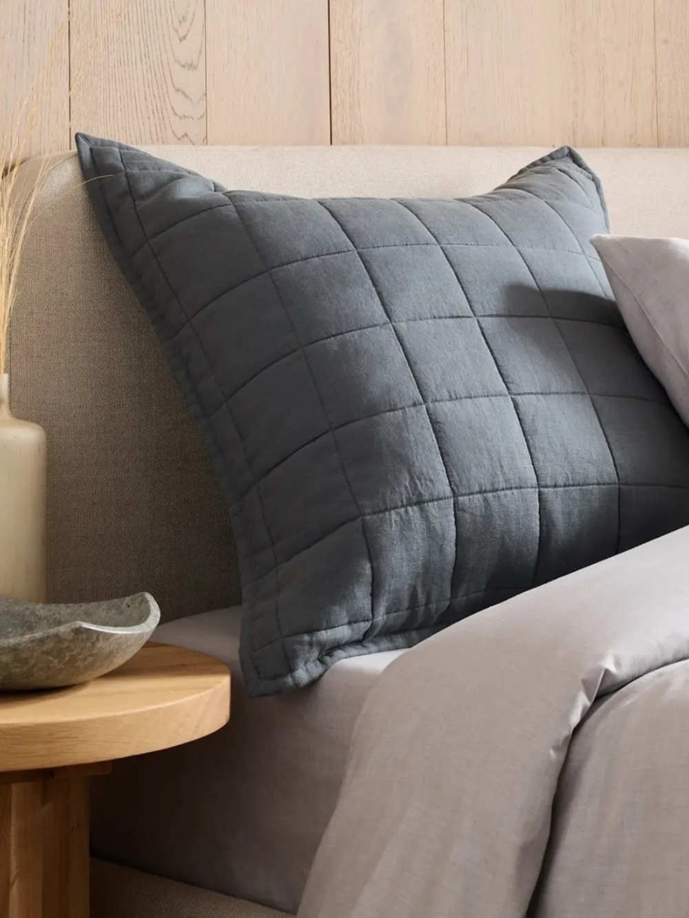 Quince European Linen Box Quilted Euro Sham - Nightfall